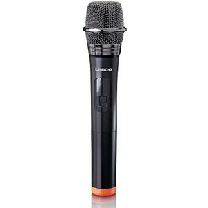 Lenco MCW-011 Draadloze microfoon, draadloze microfoon met ontvanger, 6,5 mm stekker, geïntegreerde accu 2000 nAh, bereik tot 15 m, 863,5 MHz, zwart