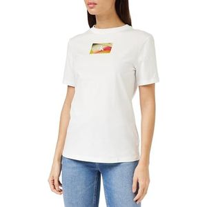 Calvin Klein Jeans Dames slim S/S T-shirt met oplichtend logo, Helder Wit