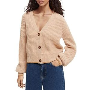 Scotch & Soda Fuzzy gebreid damesvest, Camel Melange 0760