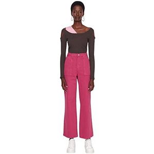 TRENDYOL Vrouwen hoge taille wijde jeansbeen 90, Fuchsia, 38, Fuchsia