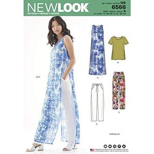 New Look Naaipatroon voor tuniek/top en broek voor dames, papier, wit, A (36-38-40-42-44-46-46)