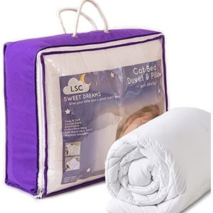 LSC Hypoallergene 2-delige beddengoedset voor babybed met gewatteerd dekbed en holle vezelkussen 7,5 Tog voor pasgeborenen, kinderen, baby's, meisjes en jongens (TOG 7,5)