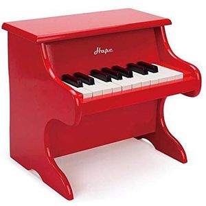 Hape Kleine rode piano, mini-piano met 18 toetsen van hout, muziekinstrument, rood