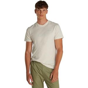 Tommy Jeans TJM SLIM LINEAR CHEST TEE EXT S/S heren T-shirt, beige, XL, beige (haver heather Htr), XL, Beige (Htr Heather Haver)