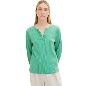 TOM TAILOR shirt met lange mouwen voor dames, 31261 - Groen Wit Dunne Streep