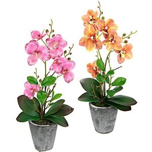 Kunstbloem vlinder orchidee met bladeren en luchtwortels in keramische pot kunstmatige orchidee phalaenopsis met pot kunstplant bruiloft decoratie zijden bloem