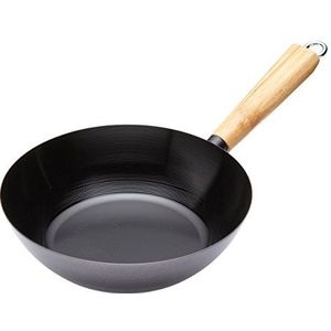 Kitchencraft Wokpan 25 Cm Staal/hout Zwart/naturel