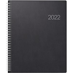 BRUNNEN 1076101902 boekkalender Manager Wt 7 - weektimer, 2 pagina's = 1 week, 21 x 26 cm, zwarte plastic omslag, kalender 2022, draadbinding