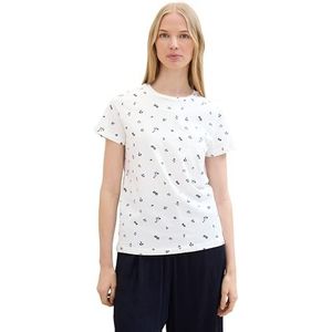 TOM TAILOR T-shirt pour femme, 36375 – Petit design floral blanc, XXL