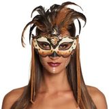 Boland 72195 - Voodoo Mamba oogmasker, masker met pailletten en veren, masker, kostuumaccessoire voor carnaval en themafeest, bruin