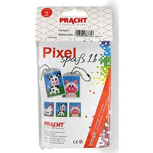 Pixel P90050-00505 11 grappige knutselset voor 2 sleutelhangers (medaillons) voor kinderen, eenvoudig insteeksysteem, strijkvrij en klevend, organische kunststof strass-steentjes