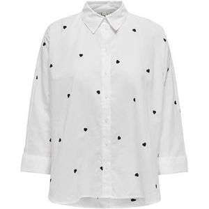 Onlnew Lina Grace Ls Emb Shirt Noos WVN, stralend wit, L, Helder wit, L