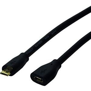 LogiLink CU0122 USB-kabel 1,5 m Micro-USB B mannelijk vrouwelijk zwart - USB-kabel (1,5 m, Micro-USB B, Micro-USB B, 2.0, 480 Mbit/s, zwart)