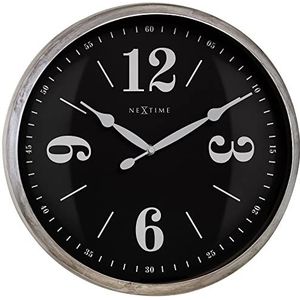 Landelijke wandklok - 39cm - Stille klok - Wit/ ZIlver - NeXtime Classic