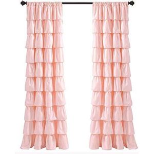 Lush Decor, Venstergordijn met ruches in landelijke stijl, voor woonkamer, eetkamer, slaapkamer (1 persoon), 213,4 x 127 cm