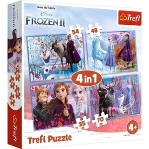 Trefl, Puzzel, reizen naar het onbekende, Disney Frozen 2, van 35 tot 70 stukjes, 4 sets, voor kinderen vanaf 4 jaar