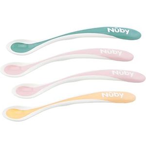 Nuby - Gepatenteerde warmtegevoelige lepel met zachte rand - 4 stuks - roze - 3 maanden