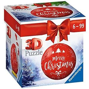 Ravensburger 3D Puzzle - Merry Christmas kerstbal 11268-54 stuks - voor kerstfans vanaf 6 jaar