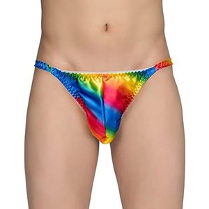 Satini Heren bikini slipje tanga ondergoed satijn, Regenboog, M