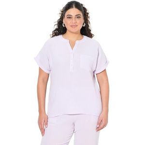 Ulla Popken Musselin-bluse, oversized, tuniek, halbarm, chiffon blouse voor dames, Lavendel