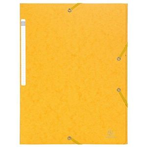 Exacompta - 10 snelhechtmappen met 3 kleppen met elastiek, 24 x 32 cm, van glanzend karton, met reliëf 425 g, voor maximaal 3,5 cm documenten, geel