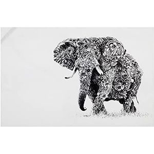 Maxwell & Williams - Servet van 100% katoen, bloemenprint van Afrikaanse olifant, Marini Ferlazzo-collectie, 50 x 70 cm - zwart-wit