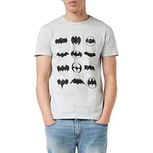 DC Comics Batman T-shirt voor heren, ronde hals, logo Evolution, officieel product, S-XXL, Dark Knight Justice League Superhero, cadeau-idee voor heren, verjaardag voor thuis of in de sportschool, grijs, XL, grijs.