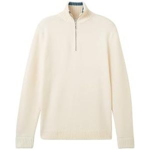 TOM TAILOR 1039679 heren sweater, 34176 - Vintage Beige Wit Core