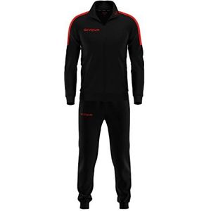 Givova TR033 Jumpsuit voor volwassenen, uniseks, zwart/rood, maat 2XS, Zwart/Rood