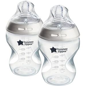 Tommee Tippee Tommee Tippee babyflessen, Natural Start anti-koliek fles, 260 ml, speen die de vorm van de borst imiteert voor een natuurlijke grip, 2 stuks