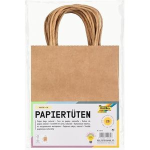 folia - 21810 papieren zakken, 20 stuks, 10106304, naturel, 18 x 8 x 21 cm