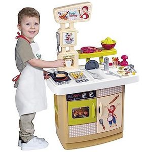 Smoby - Super Benny De keuken van lekkernijen, 7600310916, 3 jaar, keukenaccessoires echt, schort inbegrepen, 32 accessoires, kookboek