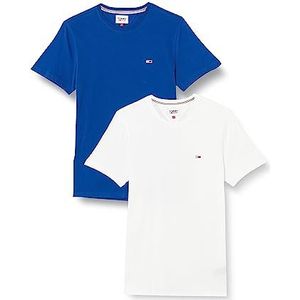 Tommy Jeans Tjm Set van 2 slim jersey T-shirts S/S gebreide tops voor heren, Ultra blauw/wit