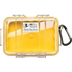 PELI 1020 kleine waterdichte behuizing, IP67, waterdicht en stofdicht, capaciteit 0,5 l, gemaakt in de VS, geel/zwarte voering