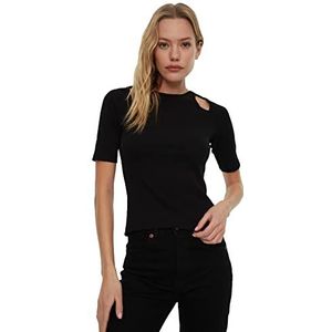 Trendyol Black Cut Disuder blouse van gebreid voor dames, zwart, L, zwart.