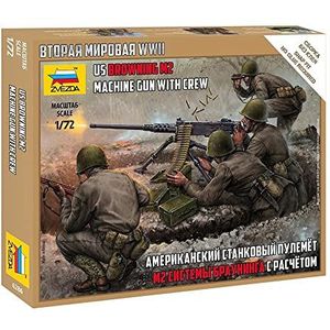 Zvezda - 6286 US Machine Gun Browning w/Crew, Schaal 1/72, Model Kit, ZS6286