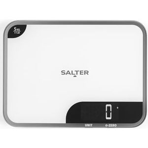 Salter 1064 WHDR Digitale keukenweegschaal - 5 kg capaciteit, gemakkelijk af te lezen weergave, toevoegen en wegen/tarrafunctie, meting van vloeistoffen in ml/fl.oz, glazen platform voor koken en