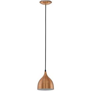 EGLO Hanglamp Coretto, 1 lichtpunt, modern, hanglamp van metaal in geborsteld koper, eettafellamp, woonkamerlamp hangend met E27-fitting, Ø 17 cm