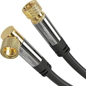 KabelDirekt - 1m HDTV SAT/TV kabel (75 ohm, F-connector haaks (90°) > rechte F-aansluiting, coaxkabel TV, HDTV, radio, DVB-T2, DVB-C, DVB-S) PRO Series