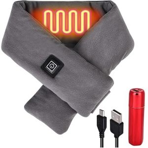 USB-verwarmingssjaal - elektrische sjaal met 3 instelbare temperatuurniveaus, elektrische verwarmingssjaal, warme sjaal met kleine powerbank, uniseks warme winddichte sjaal