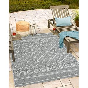 Mia's tapijten Adora modern tapijt in boho-stijl, geschikt voor binnen en buiten, ideaal voor keuken en eetkamer, grijs, 067 x 180 cm