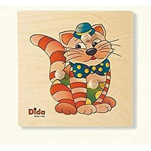 Dida - Houten puzzel voor kinderen, ingebouwde kaarten met comfortabele houten knopen