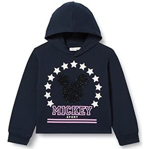 NAME IT Nkfax Mickey Loose Sweatshirt W Hood Bru Wdi Sweatshirt met capuchon voor meisjes, Donkerblauw (Sapphire)