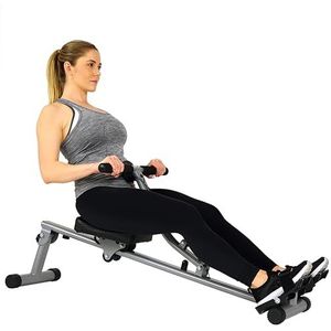 Sunny Health & Fitness SF-RW1205 Roeitoestelrower met 12-traps aanpasbare hydraulische weerstand, digitale monitor en max. 100 kg gewicht, ergometer, trainingscomputer, roeimachine voor thuis.