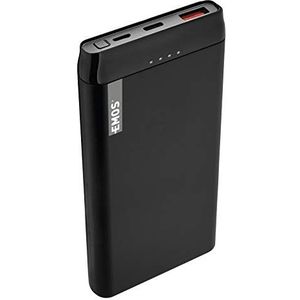 EMOS AlphaQ10 Powerbank, 10.000 mAh, snel opladen, powerbank met USB-C kabel + micro-USB, passthrough, oplader met 2 ingangen en 2 uitgangen voor mobiele telefoon, smarthone, tablet