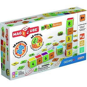 Geomag MagiCube 082 Maths Building – magnetische handleiding en educatieve spellen, 10 magnetische dobbelstenen + 45 clips