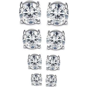 YADOCA 4 paar roestvrijstalen magnetische oorbellen voor heren en dames, niet-piercing, clip op oorstekers, zirkonia, 4-7 mm, Zirkonia