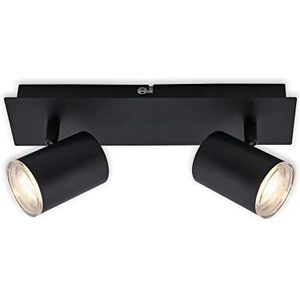 BRILONER Leuchten 2731-025 Badkamerplafondlamp, draaibare spot, 2 leds/GU10, IP44, zwart, 290 x 99 x 112 mm (l x b x h)