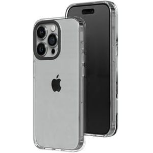 RHINOSHIELD Clear compatibel met iPhone 15 Pro Max, vergeelt niet, hoge transparantie, aanpasbare transparante beschermhoes, zwart