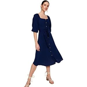 Trendyol jurk met een knoop voor dames, Navy Blauw